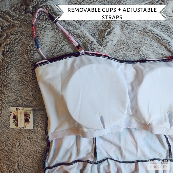 NEW Plus mixed pattern peplum tankini with straps - Picture 5 of 6